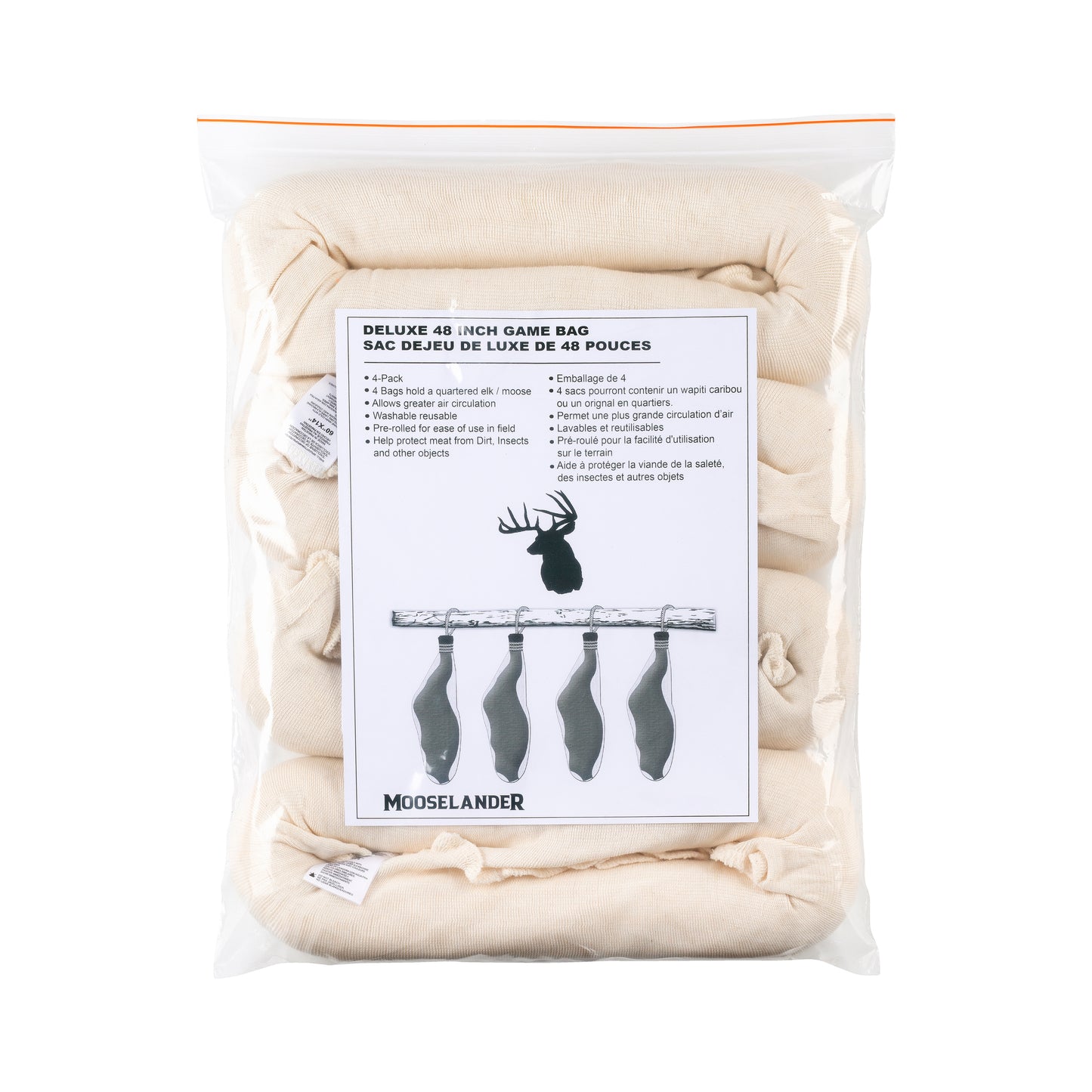 Mooselander - Game Bags for Meat Storage, 4-Pack of Reusable Game Bags