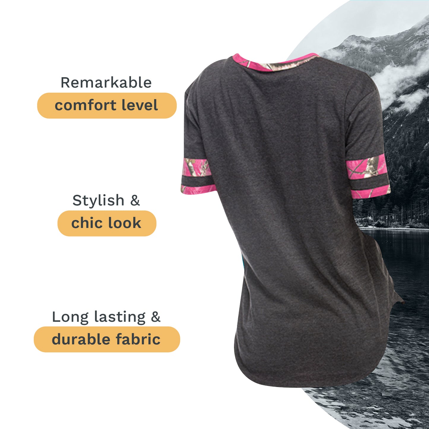 Mooselander - Ladies' Sleep Shirts, Comfy Shirts for Women with Realtree Camo Print, Breathable Adult