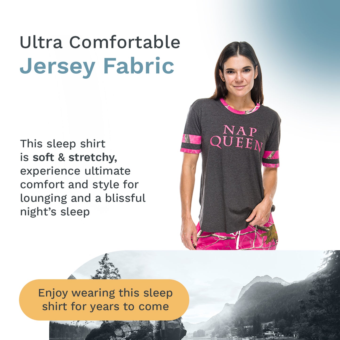 Mooselander - Ladies' Sleep Shirts, Comfy Shirts for Women with Realtree Camo Print, Breathable Adult