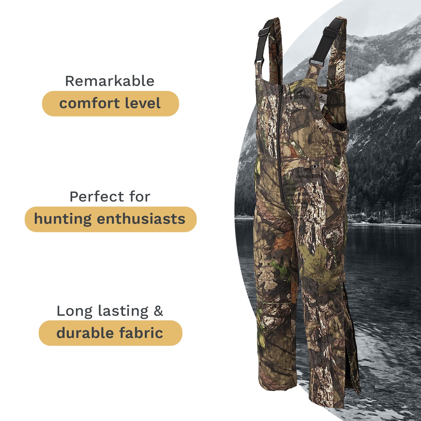 Mooselander - Youth Insulated Bib Overall, Insulated Hunting Bib Overall for Kids and Teens, Practical Kids Hunting Clothes, Youth Camo Bib, Great Cold Weather Gear