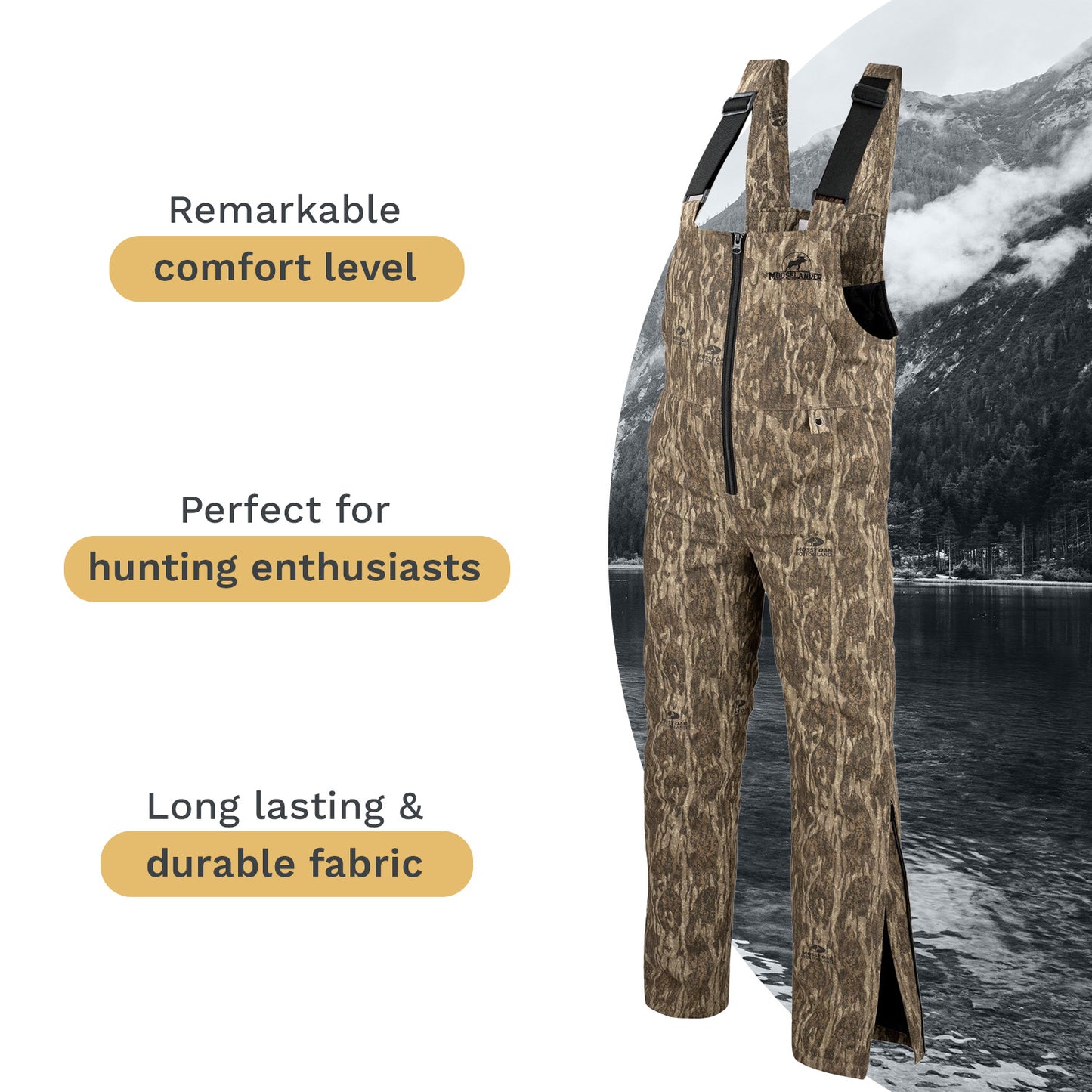 Mooselander - Youth Insulated Bib Overall, Insulated Hunting Bib Overall for Kids and Teens, Practical Kids Hunting Clothes, Youth Camo Bib, Great Cold Weather Gear