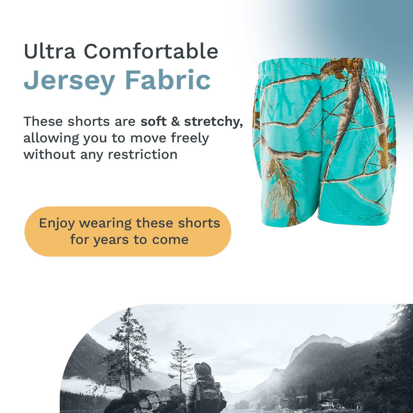 Mooselander - Wide Leg Ladies' Sleep Shorts, Comfy Shorts for Women with Realtree Camo Print, Breathable, Elastic Waistband Camouflage Shorts