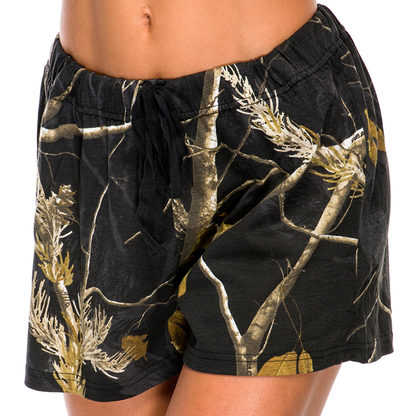 Mooselander - Wide Leg Ladies' Sleep Shorts, Comfy Shorts for Women with Realtree Camo Print, Breathable, Elastic Waistband Camouflage Shorts