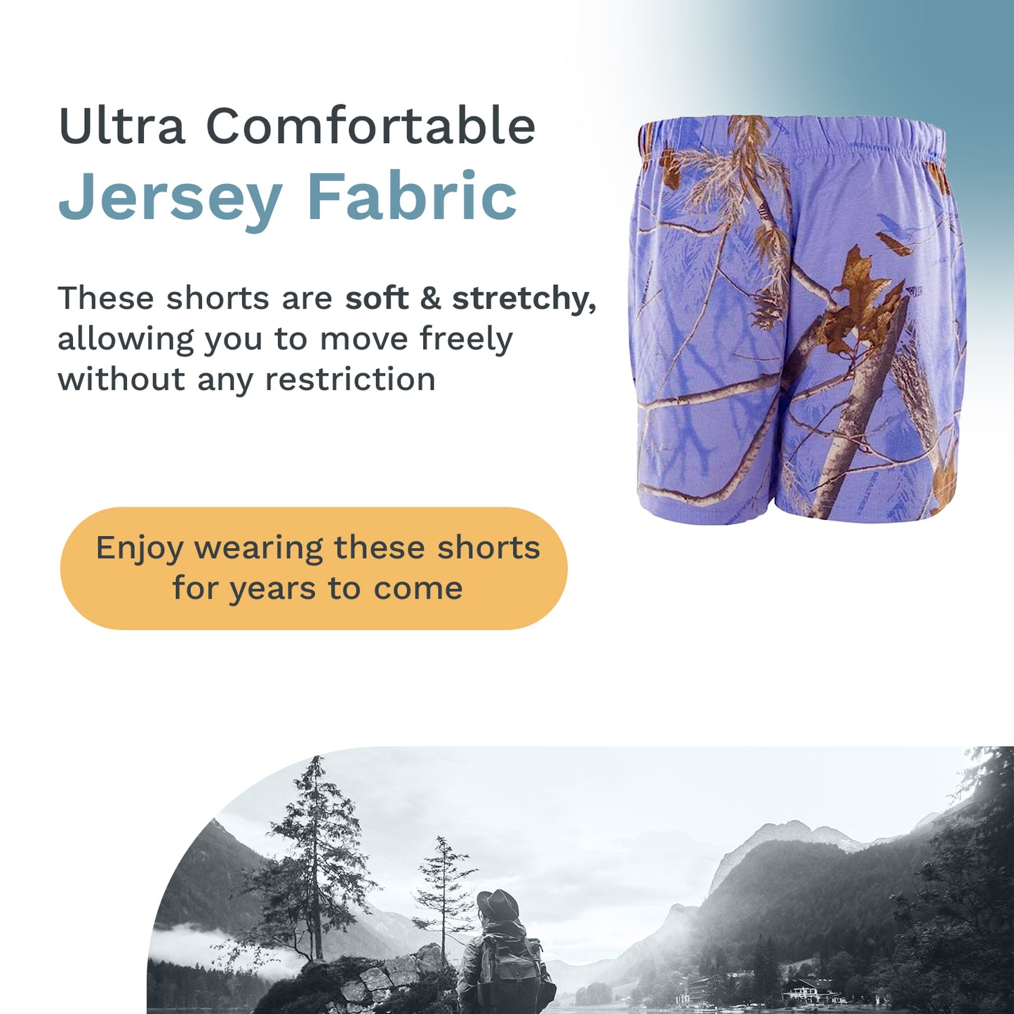 Mooselander - Wide Leg Ladies' Sleep Shorts, Comfy Shorts for Women with Realtree Camo Print, Breathable, Elastic Waistband Camouflage Shorts