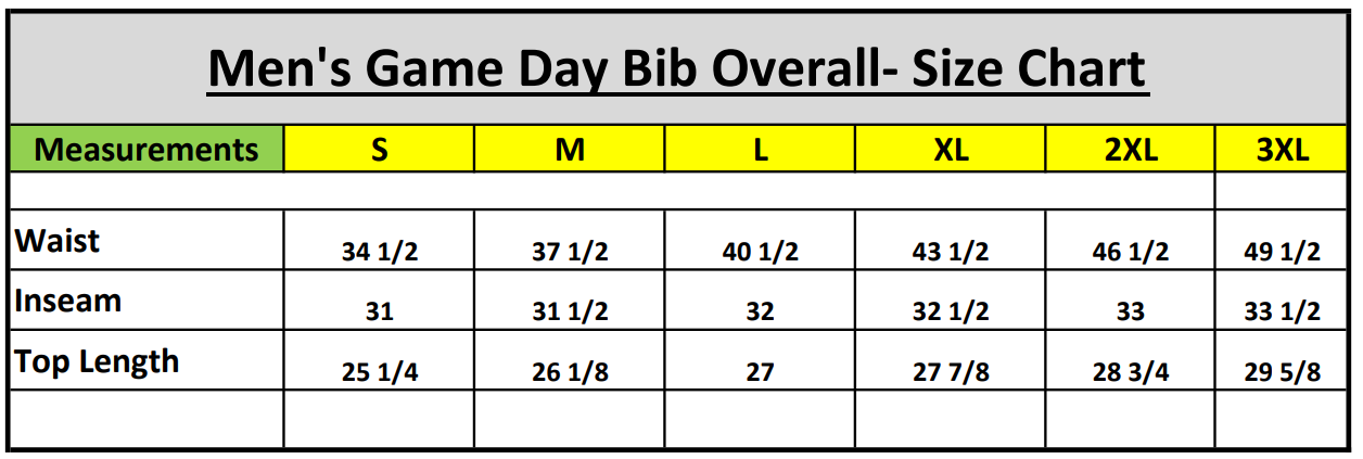 Mooselander - Mens Game Day Bib Overall in Your Favourite Team Colors, Premium Fan Apparel