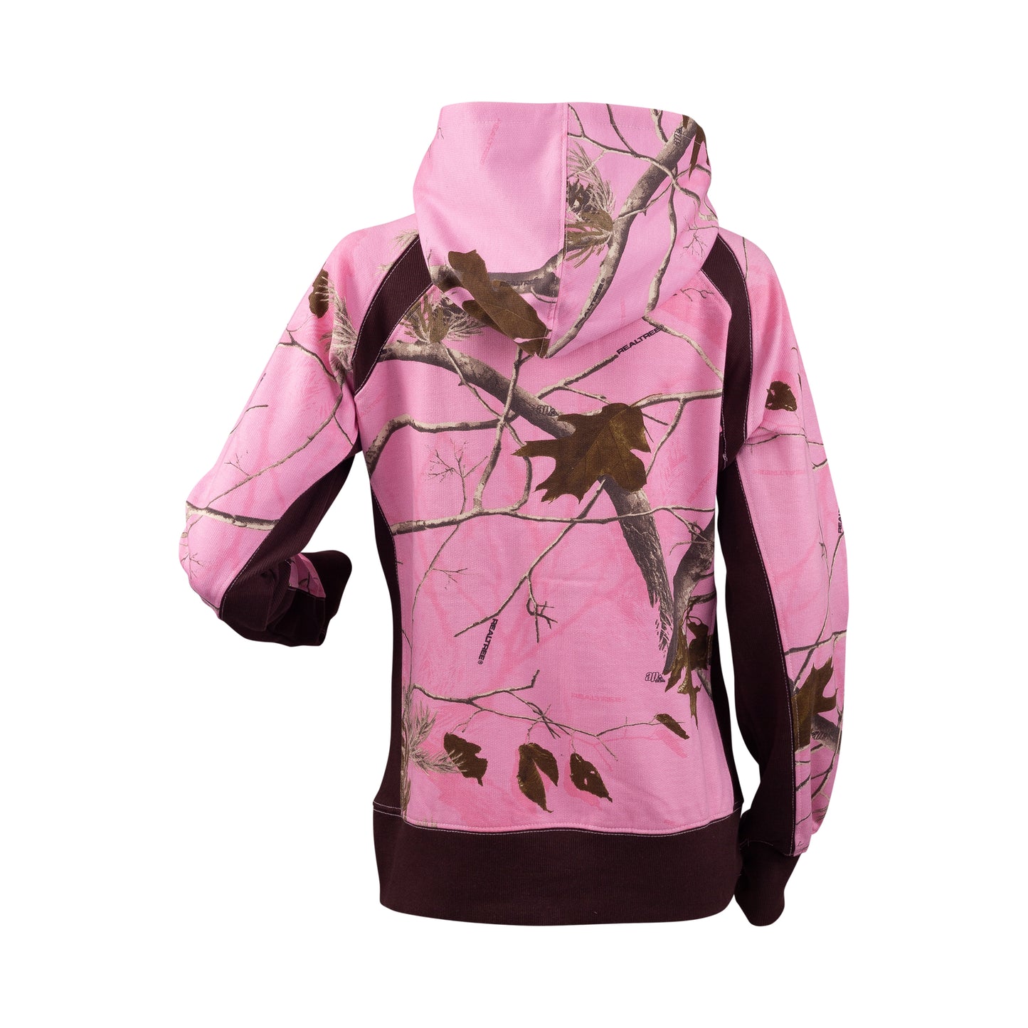 Lades Zip Fleece Hoodie in Realtree AP Pink Camo Print