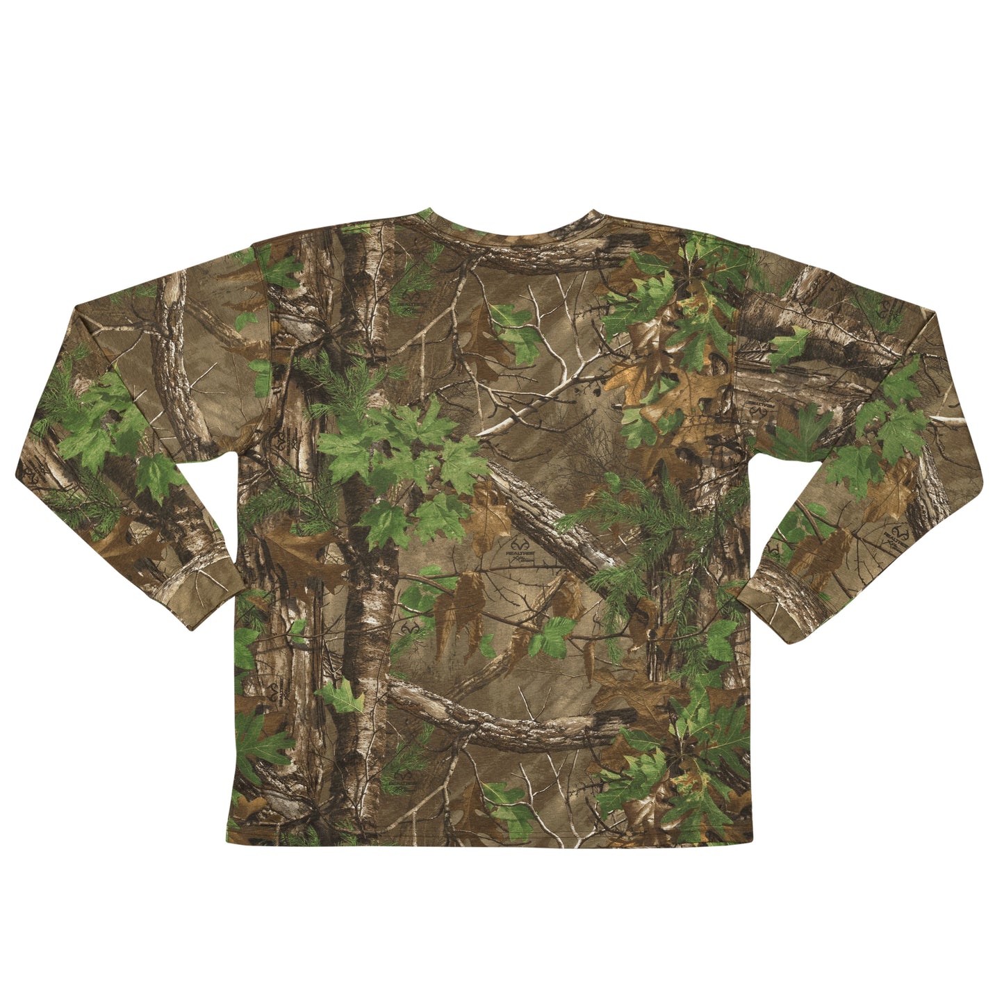 Mooselander - Men's Patriotic Long Sleeve T-Shirt, Camo T-Shirt for Men, Hunting Apparel with USA Flag Embroidery in Chest Pocket, Great Camouflage Street Wear & Gym Shirt