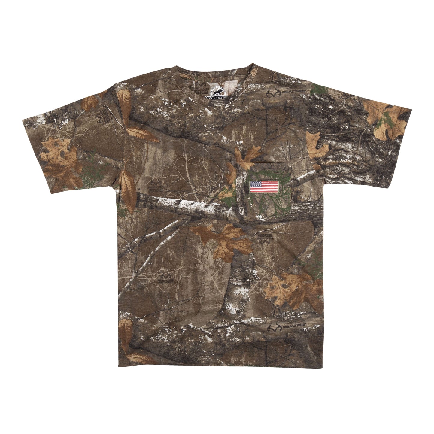 Men's Patriotic Camo T-Shirt: USA Flag Embroidery, Camouflage Street & Gym Wear, Chest Pocket, Hunting Apparel