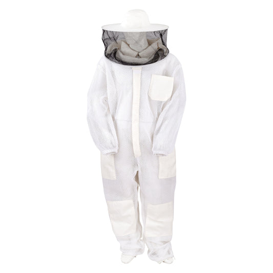 Mooselander 3-Layer Beekeeping Suit with Detachable Round Veil, Breathable Mesh, 7 Pockets, Reinforced Knees, Unisex