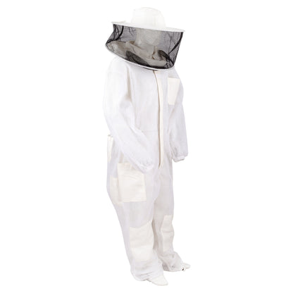 Mooselander 3-Layer Beekeeping Suit with Detachable Round Veil, Breathable Mesh, 7 Pockets, Reinforced Knees, Unisex