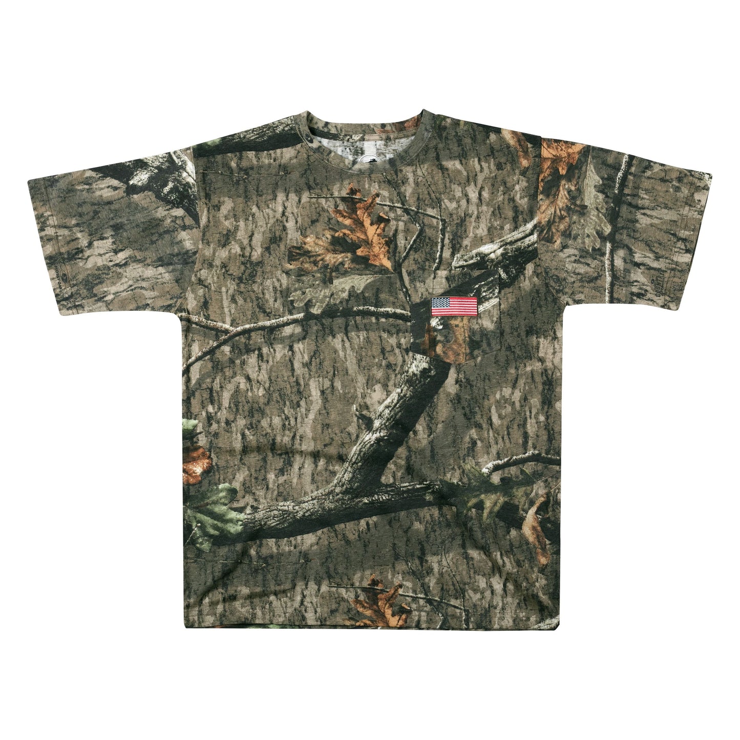 Men's Patriotic Camo T-Shirt: USA Flag Embroidery, Camouflage Street & Gym Wear, Chest Pocket, Hunting Apparel