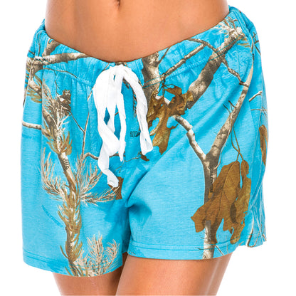 Mooselander - Wide Leg Ladies' Sleep Shorts, Comfy Shorts for Women with Realtree Camo Print, Breathable, Elastic Waistband Camouflage Shorts