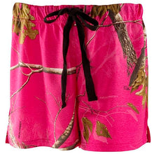 Mooselander - Wide Leg Ladies' Sleep Shorts, Comfy Shorts for Women with Realtree Camo Print, Breathable, Elastic Waistband Camouflage Shorts, Bright Pink