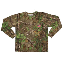 Mooselander - Men's Patriotic Long Sleeve T-Shirt, Camo T-Shirt for Men, Hunting Apparel with USA Flag Embroidery in Chest Pocket, Great Camouflage Street Wear & Gym Shirt (XTRA GREEN)