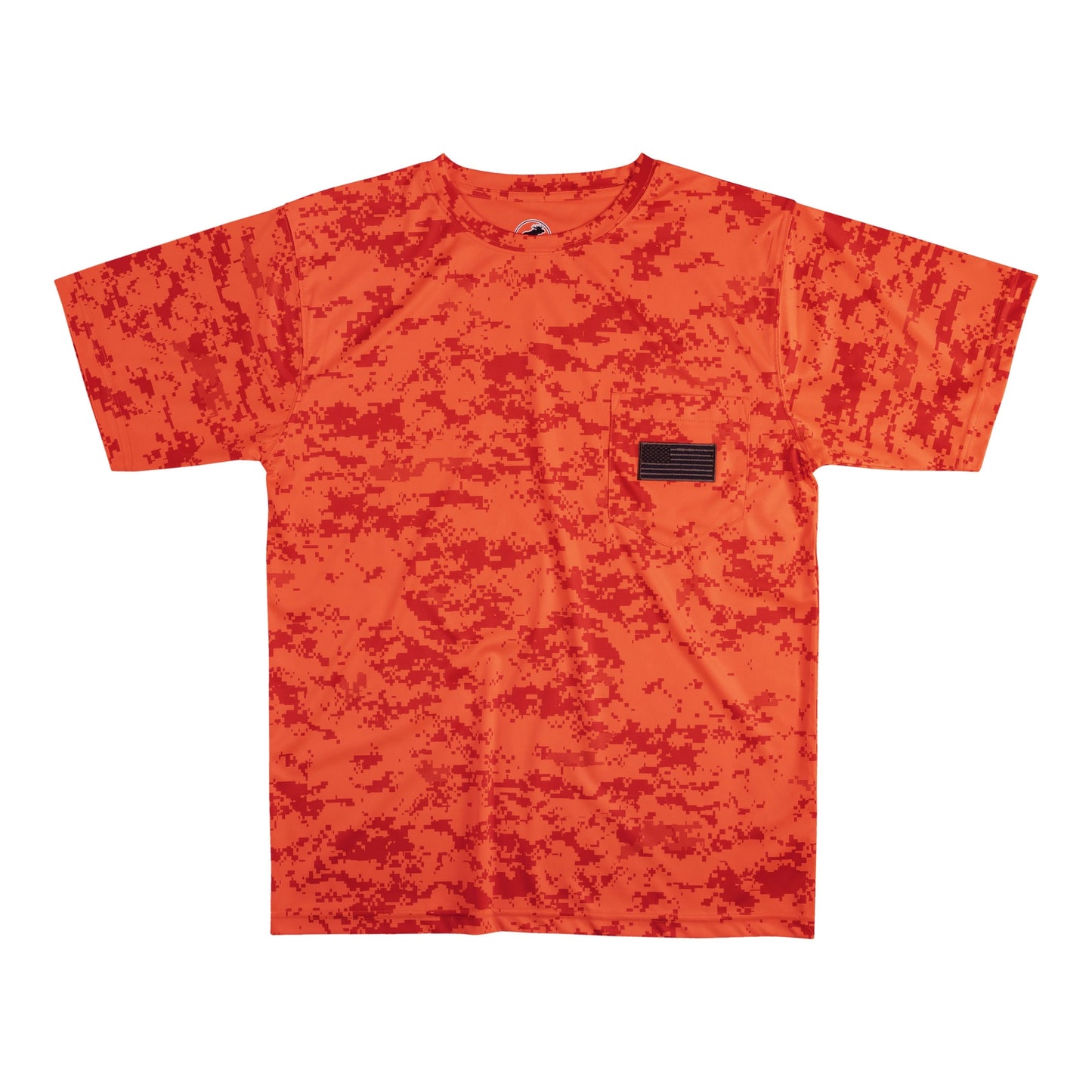 Men's Patriotic Camo T-Shirt: USA Flag Embroidery, Camouflage Street & Gym Wear, Chest Pocket, Hunting Apparel