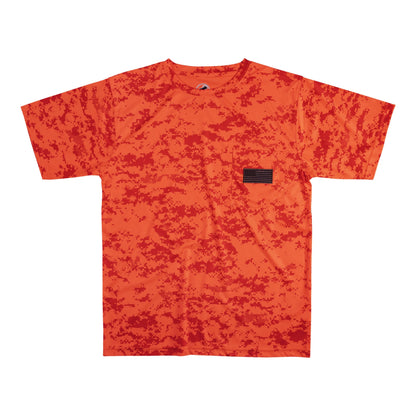 Men's Patriotic Camo T-Shirt: USA Flag Embroidery, Camouflage Street & Gym Wear, Chest Pocket, Hunting Apparel
