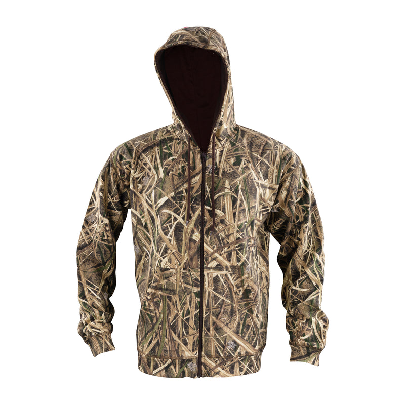 Men s Zip Fleece Hoodie in Mossy Oak Shadow Grass Blades Camo
