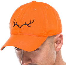 Adult Hunting Baseball Cap in Blaze Orange with Embroidered Brown Antler