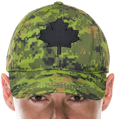 Adult Baseball Cap in Canadian Digital Camo with Embroidered Grey Maple Leaf