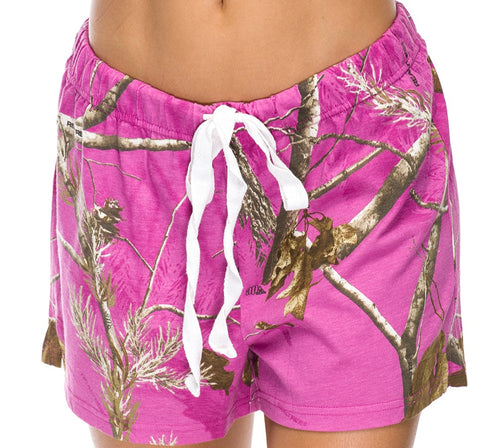 Ladies Sleep Shorts in Realtree AP Radiant Orchid Camo Print