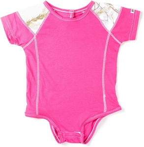 Infant Colorblocked Onesie in Pink with Realtree Camo Accents