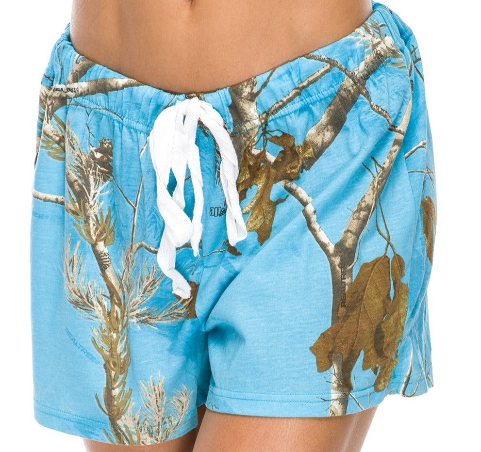 Ladies Sleep Shorts in Realtree AP Blue Fish Camo Print