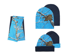 Ladies Reversible Beanie + Infinity Scarf Set in Realtree AP Blue Fish Camo Print