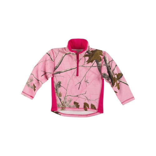 Youth 1/4 Quarter Zip Fleece Sweater in Realtree AP Pink Camo Print