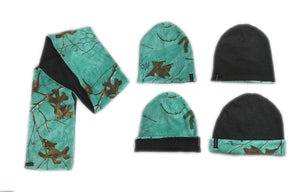 Ladies Reversible Beanie + Infinity Scarf Set in Realtree AP Sea Glass Camo Print