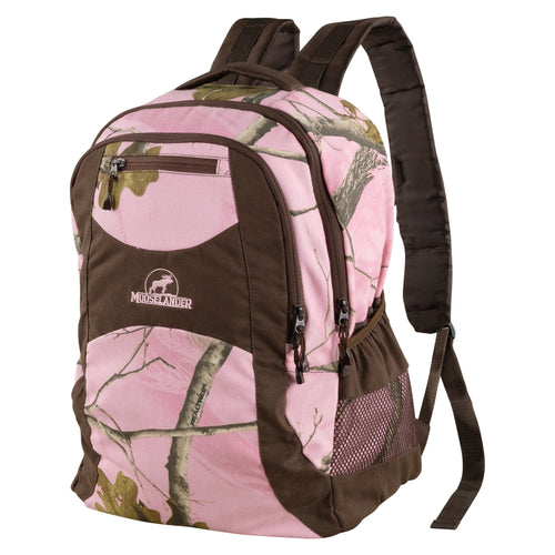 Casual Daypack / Backpack in Realtree Pink Camo Print & Chocolate