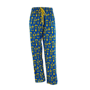 Men's Lounge Pants in Gamer Graphic Print (Blue/Gold)
