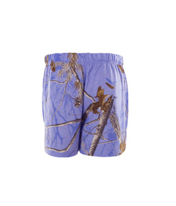 Mooselander - Wide Leg Ladies' Sleep Shorts, Comfy Shorts for Women With Realtree Camo Print, Breathable, Elastic Waistband Camouflage Shorts, AP Periwinkle