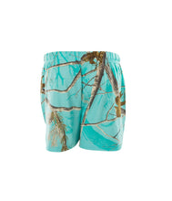 Mooselander - Wide Leg Ladies' Sleep Shorts, Comfy Shorts for Women with Realtree Camo Print, Breathable, Elastic Waistband Camouflage Shorts, AP Sea Glass