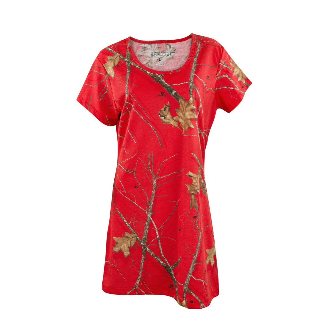 Ladies Sleep Dress in Mossy Oak Red Camo Print