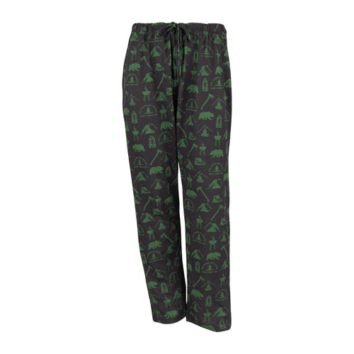 Men's Lounge Pants in Camping Graphic Print (Black/Green)