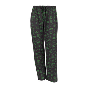 Men's Lounge Pants in Camping Graphic Print (Black/Green)
