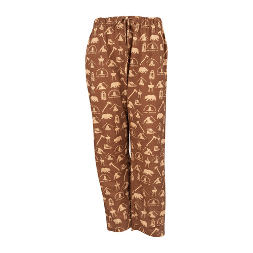 Men's Lounge Pants in Camping Graphic Print (Chocolate/Sand)