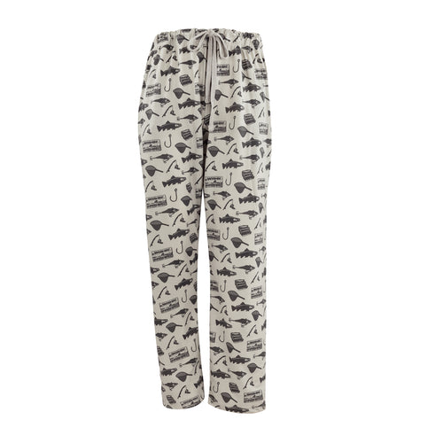 Men's Lounge Pants in Fishing Graphic Print (Grey/Black)