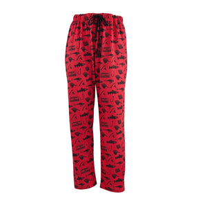 Men's Lounge Pants in Fishing Graphic Print (Red/Black)