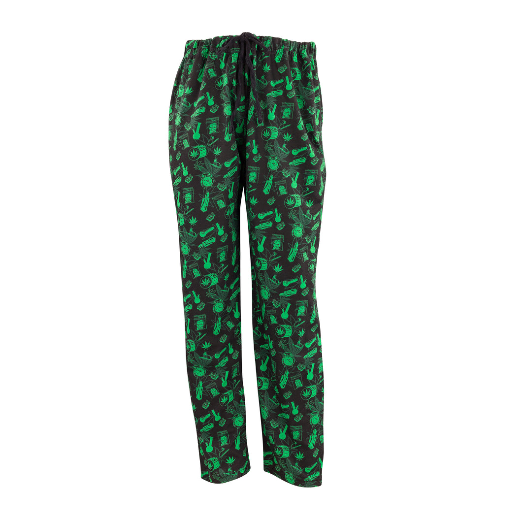 Men's Lounge Pants in Smoke Graphic Print (Black/Green)