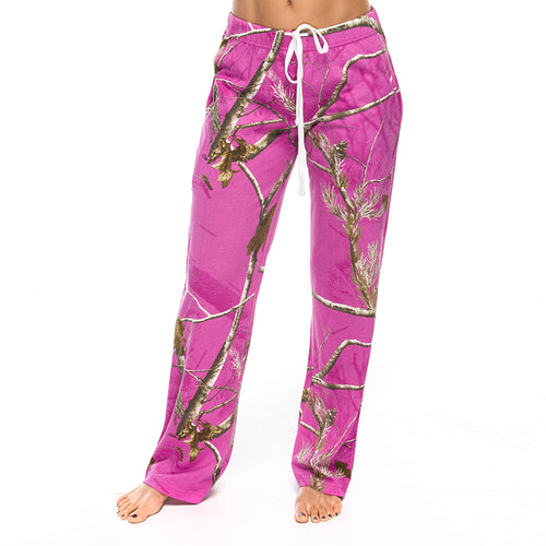 Ladies Lounge Pants in Realtree AP Radiant Orchid Camo Print