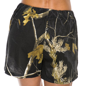 Ladies Sleep Shorts in Realtree AP Black Camo Print