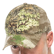 Adult Hunting Baseball Cap in Realtree Camo Print with Embroidered Brown Antlers