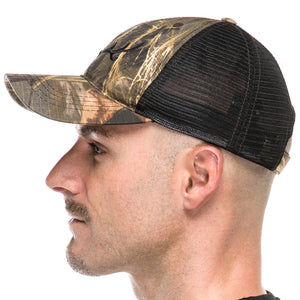 Adult Trucker Hat in Realtree Camo with Embroidered Black Antlers