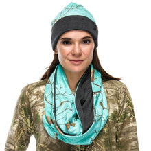 Ladies Reversible Beanie + Infinity Scarf Set in Realtree AP Sea Glass Camo Print