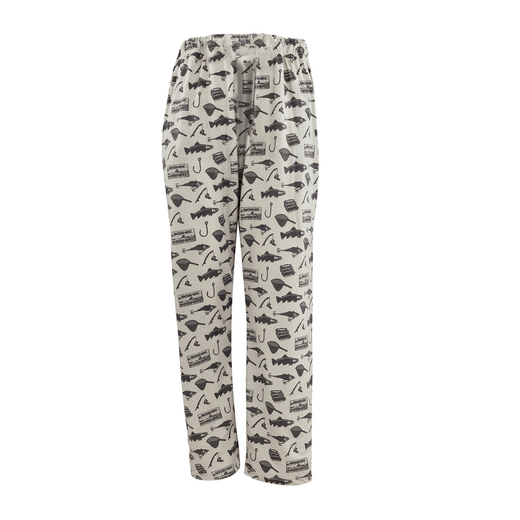 Youth Lounge Pants in Fishing Graphic Print (Grey/Black)