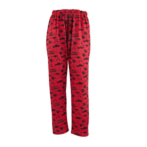 Youth Lounge Pants in Fishing Graphic Print (Red/Black)